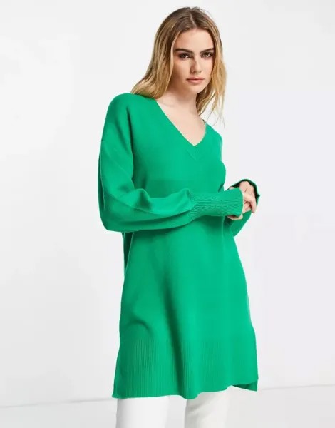 Длинный зеленый вязаный свитер Y.A.S