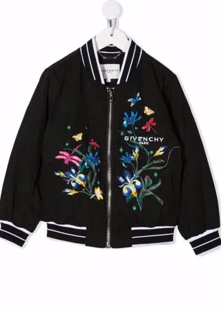 Givenchy Kids бомбер с цветочной вышивкой