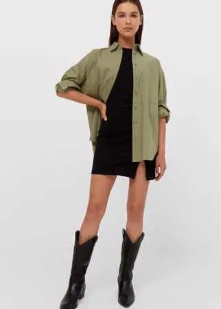 Stradivarius Рубашка Прямого Кроя Хаки Xs