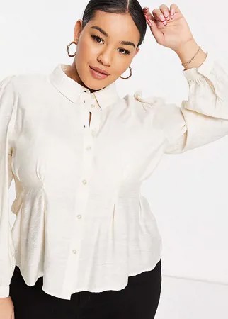 Шелковая блузка кремового цвета с приталенным силуэтом Vero Moda Curve-Белый