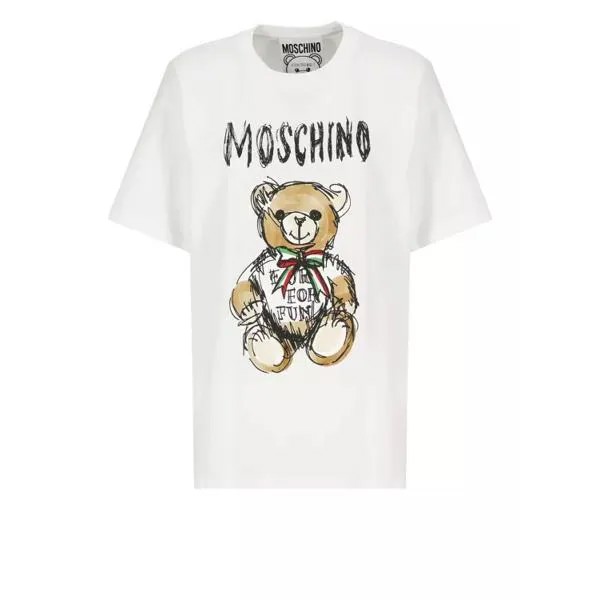 Футболка drawn teddy bear t-shirt Moschino, белый