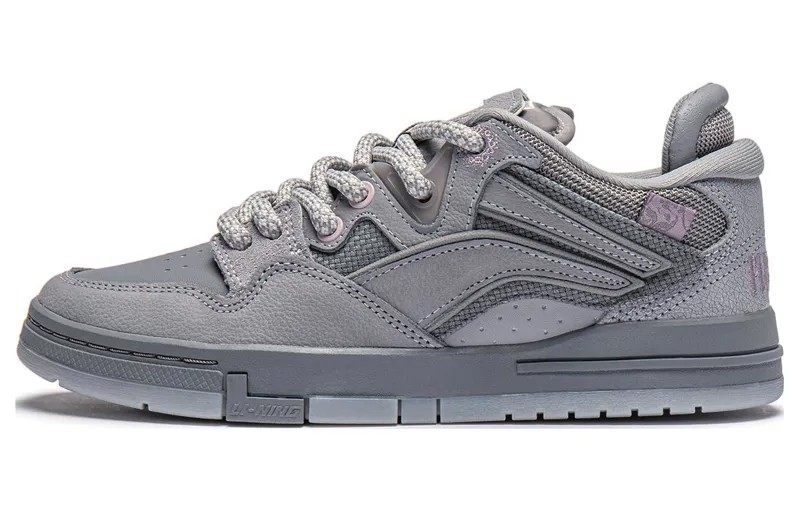 Кроссовки Pleasures X LiNing Skateboarding Shoes Women's Low-top, серый