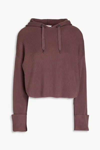 Укороченное худи из хлопка в рубчик Brunello Cucinelli, виноград