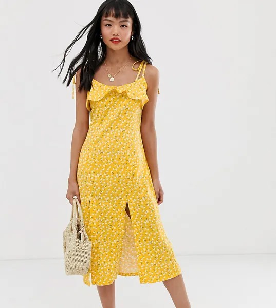 Сарафан миди с разрезами и цветочным принтом ASOS DESIGN Petite-Мульти