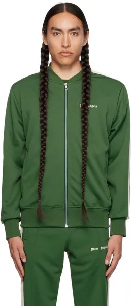 Зеленая спортивная куртка с вышивкой Palm Angels