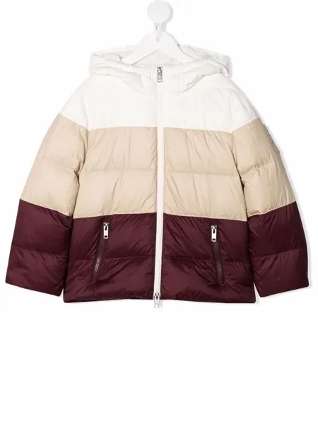 Brunello Cucinelli Kids пуховик со вставками и капюшоном