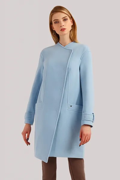 Пальто женское Finn Flare B19-11089 голубое XXL
