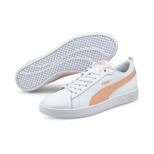 Кожаные женские кроссовки Smash v2 PUMA, белый/абрикосовый