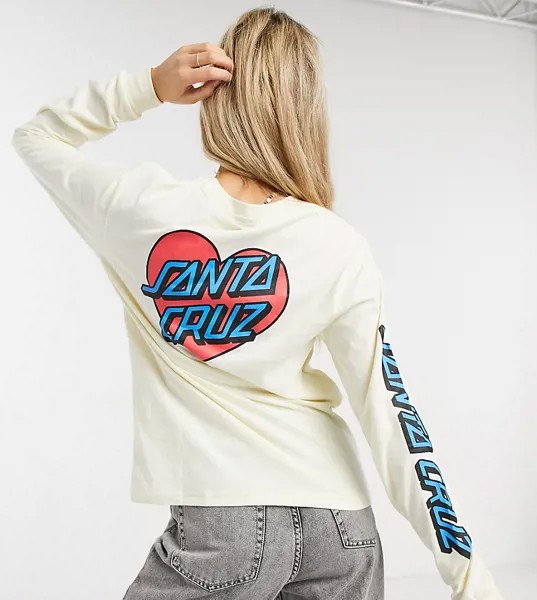 Кремовый лонгслив с принтом сердца Santa Cruz эксклюзивно для ASOS-Белый
