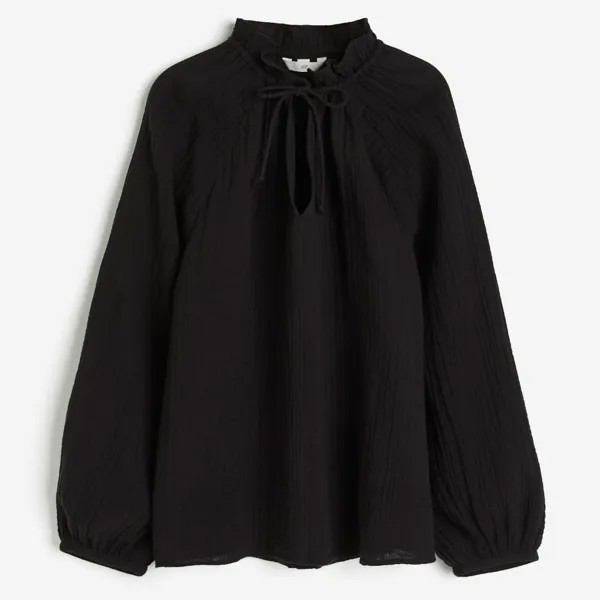 Блузка H&M Muslin Pullover, черный