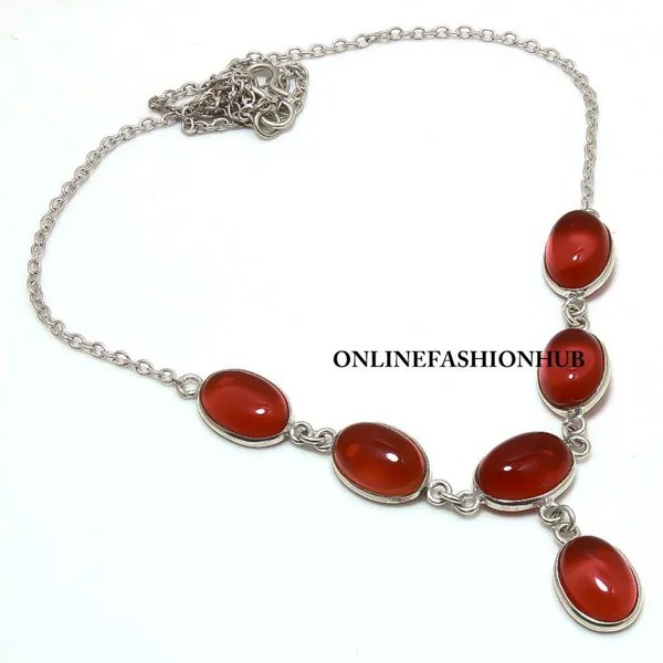 Красный Сердолик Драгоценный Камень Стерлингового Серебра 925 Ожерелье Ювелирные Изделия EJJ-N10