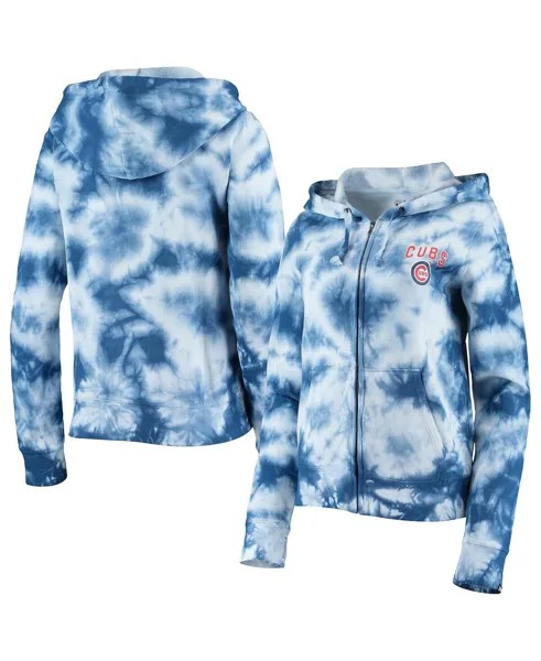 Женская флисовая толстовка с молнией во всю длину Royal Chicago Cubs Tie-Dye New Era