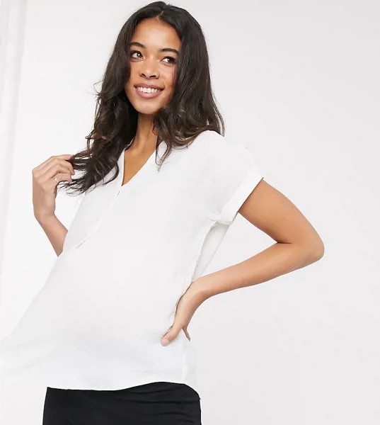 Белая блузка с отворотами на рукавах New Look Maternity-Мульти