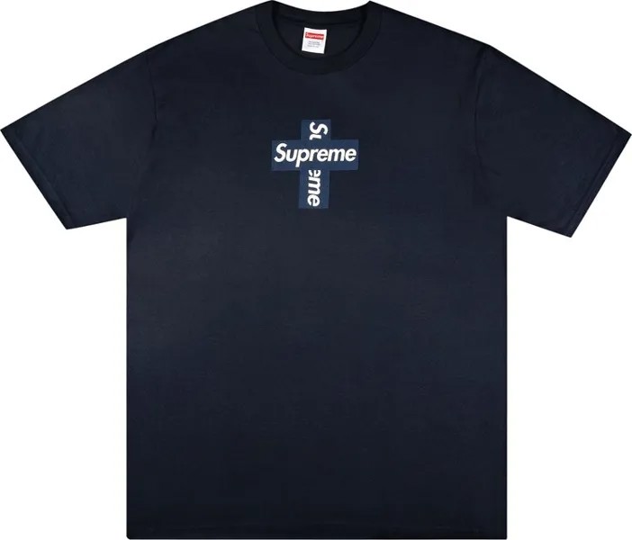 Футболка Supreme Cross Box Logo Tee 'Navy', синий
