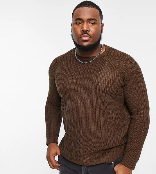 Темно-коричневый джемпер из плотного трикотажа крупной вязки в стиле oversized Threadbare Plus-Коричневый цвет