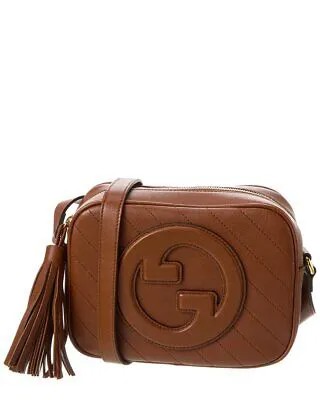 Gucci Blondie Маленькая кожаная сумка через плечо женская коричневая