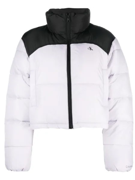 Calvin Klein Jeans пуховик с высоким воротником в стиле колор-блок, фиолетовый