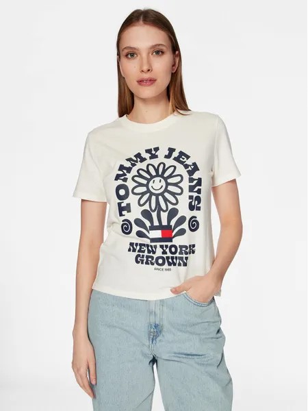 Футболка стандартного кроя Tommy Jeans, экрю