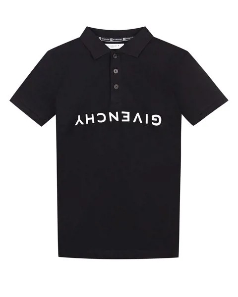 Черная футболка-поло с перевернутым логотипом Givenchy детская