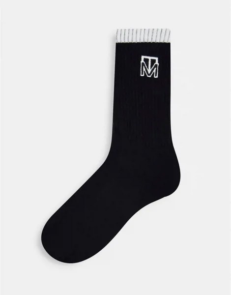 Черные носки с монограммой Topman-Черный цвет
