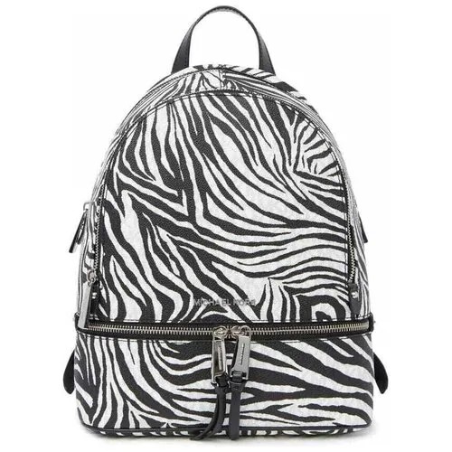 Рюкзак MICHAEL KORS черно -белый (зебра) с двумя отделениями Women's Rhea Zip Medium Backpack Purse in Black / White Zebra Print