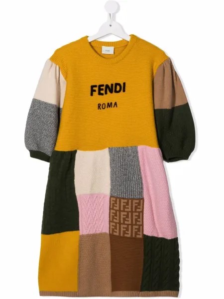 Fendi Kids платье в технике пэчворк