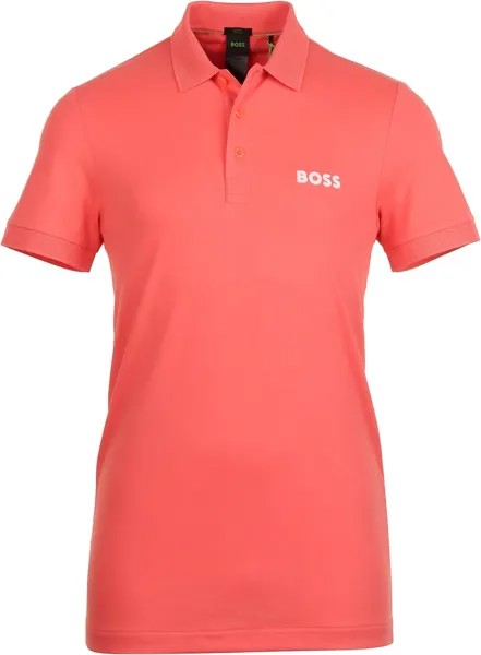 Мужская хлопковая футболка-поло с короткими рукавами Hugo Boss Paule, розовый