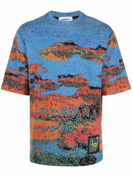 AMBUSH JACQUARD T-SHIRT BLUE MULTICOLOR