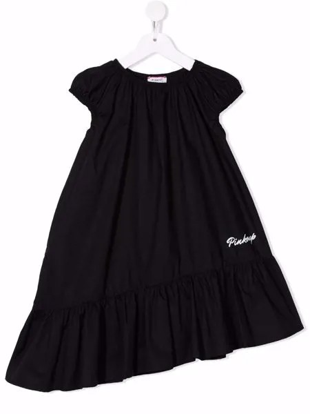 Pinko Kids расклешенное платье асимметричного кроя с логотипом