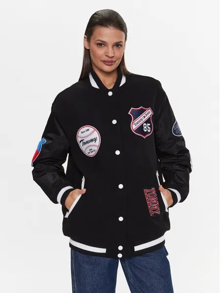 Куртка-бомбер оверсайз Tommy Jeans, черный