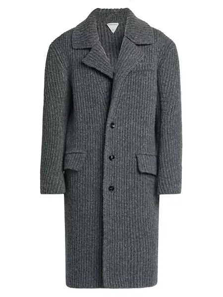 Шерстяное длинное пальто Bottega Veneta, серый