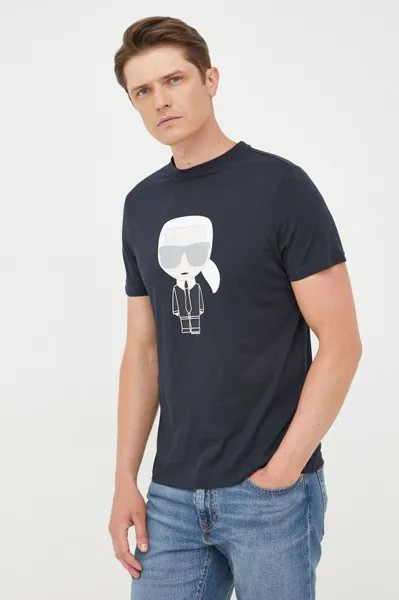 Хлопковая футболка 500251.755071 Karl Lagerfeld, темно-синий