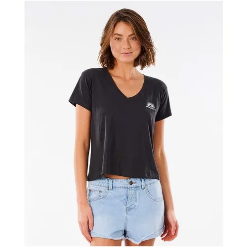 Футболка Rip Curl SALTWATER V-NECK TEE, цвет 8264 WASHED BLACK, размер XS