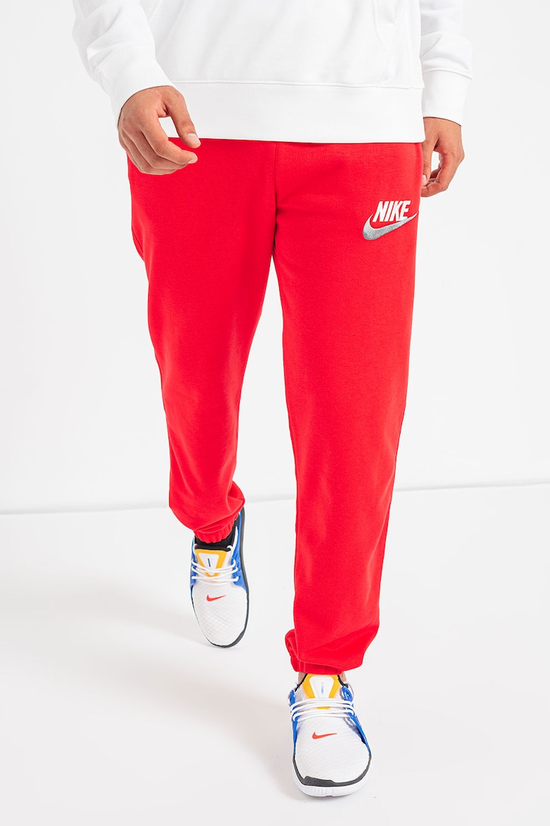 Хлопковые спортивные брюки с вышитым логотипом Nike, красный