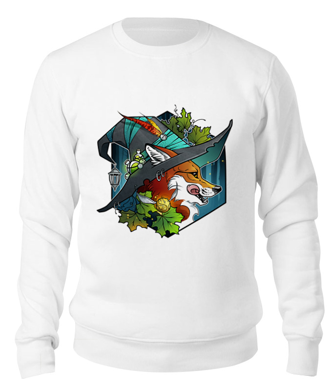 Свитшот унисекс Printio Witch fox белый 2XL