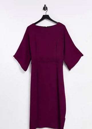 Платье-карандаш сливового цвета в рубчик Closet London Plus-Фиолетовый