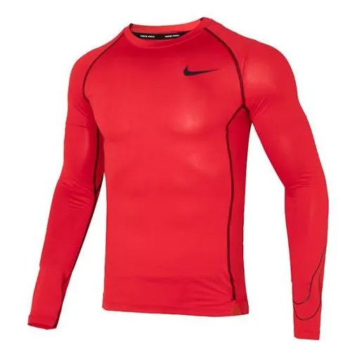 Футболка Nike Pro Dri-FIT Tight-Fit Long-Sleeve T-Shirt 'Red', красный