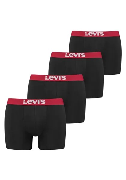 Боксёры Levi's (4 шт. в упаковке), с широким поясом с логотипом, красный