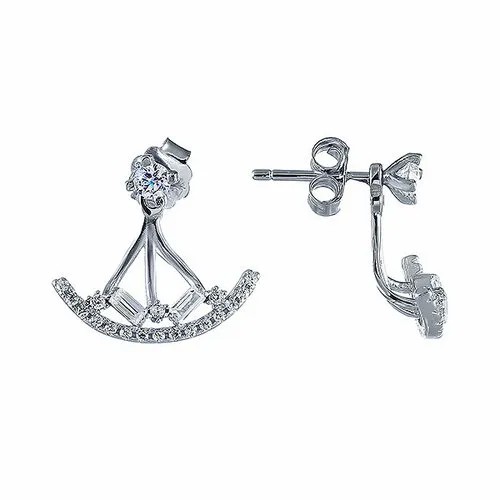 Серьги ELEMENT47, серебро, 925 проба, фианит