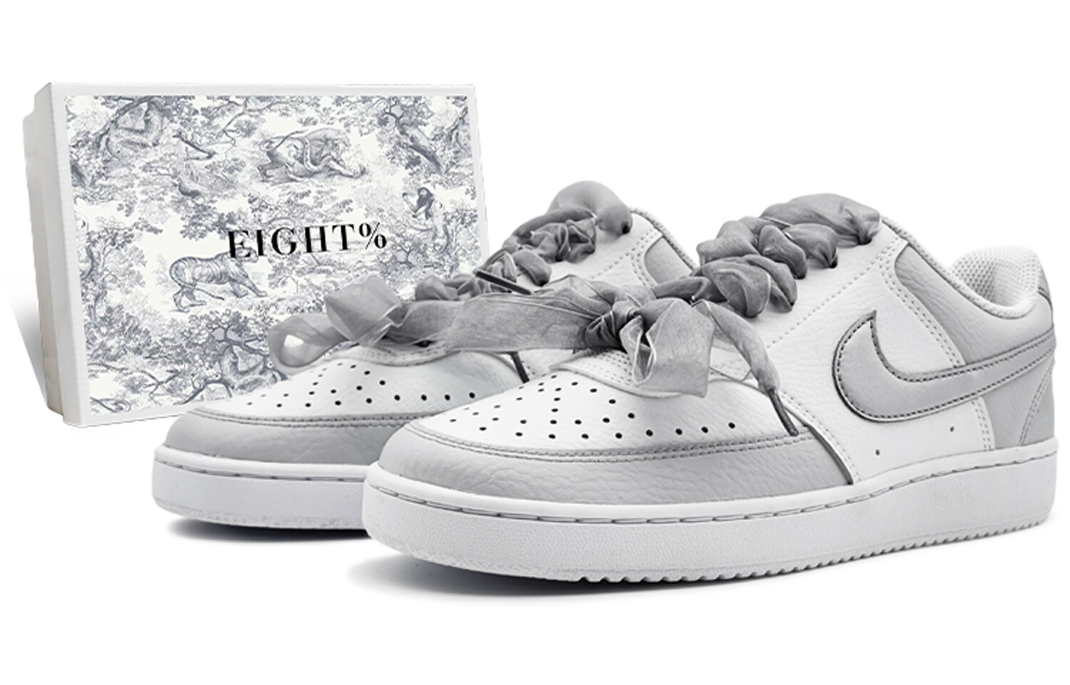 Кроссовки Nike Court Vision 1 Skateboarding Shoes Women's Low-top White/gray/silver, серебряный