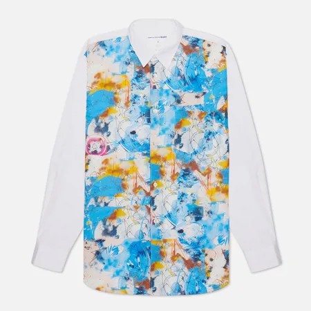 Мужская рубашка Comme des Garcons SHIRT x Futura Print C Front, цвет белый, размер M