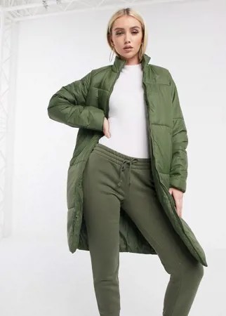 Длинное дутое пальто цвета хаки Converse-Зеленый