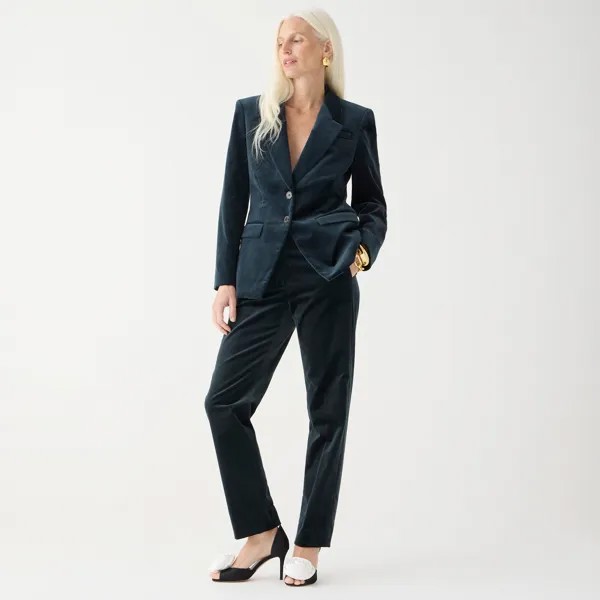 Брюки Petite Kate прямого кроя из эластичного бархата J.Crew, черный
