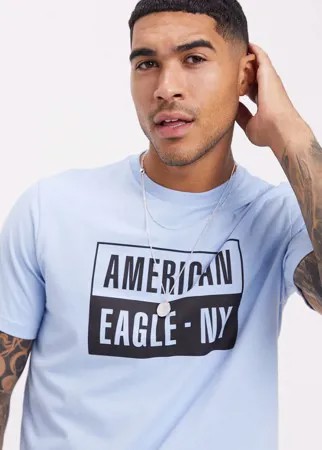 Голубая футболка с логотипом American Eagle-Голубой