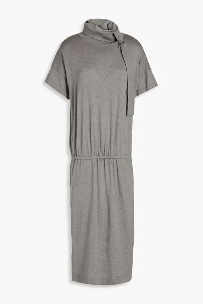 Платье миди металлизированного цвета из кашемира Brunello Cucinelli, серый