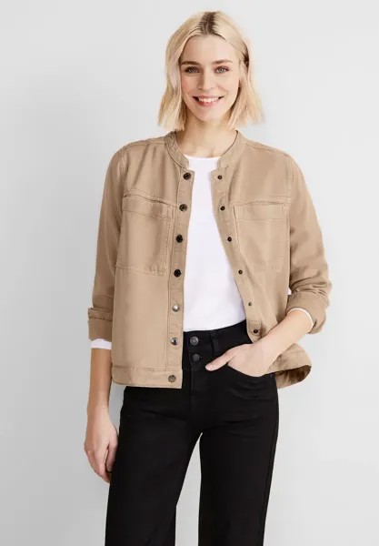 Джинсовая куртка STREET ONE, без капюшона, с нагрудными карманами, цвет Sand Soft Washed
