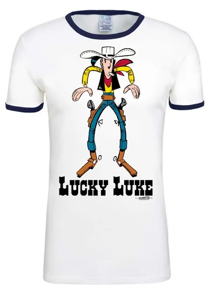 Футболка Logoshirt Lucky Luke, цвет weiss-dunkelblau