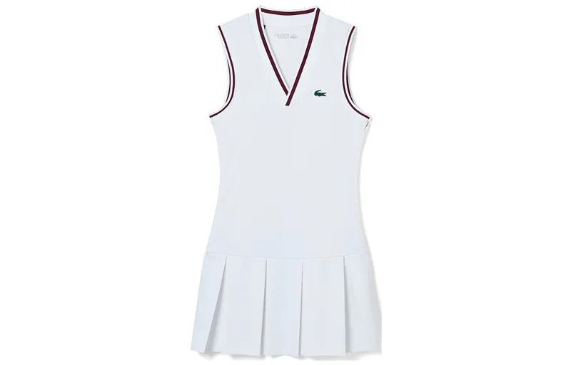 Платье без рукавов женское белое Lacoste