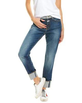 Закрытые джинсы-бойфренды Baker темно-синие с высокой посадкой женские синие 24