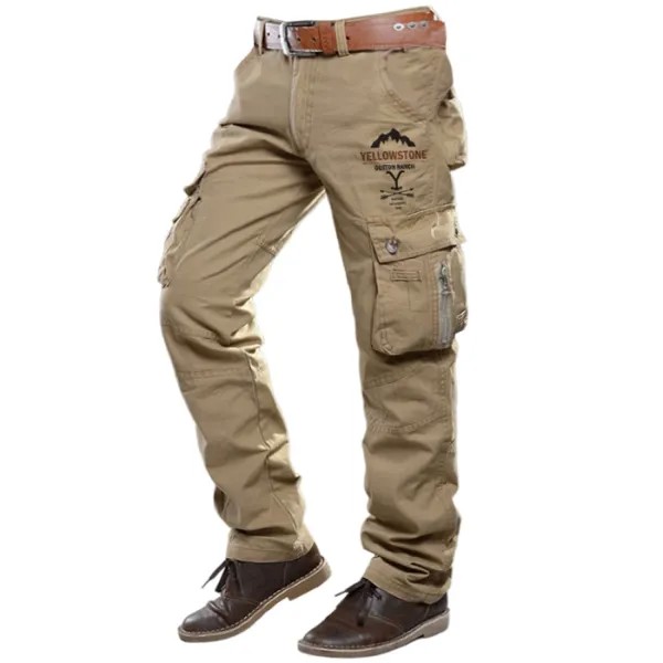 Мужской комбинезон винтажные повседневные брюки из потертого хлопка с карманом на молнии в Йеллоустоуне